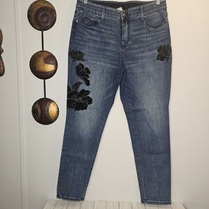 Chico's Floral Fashion Jeans Size 2R (12R)